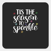 Tis Season To Sparkle Aesthetic Classic Square Sticker