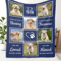 Custom Pet Memorial Sympathy Dog Photo Collage Fleece Blanket