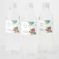 Baby Shower We Can Bearly Wait Blue Balloons Cute  Water Bottle Label