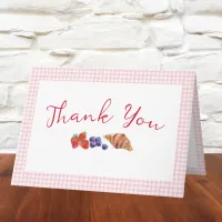 Elegant Gingham Berries Cute Brunch Pink Thank You Card