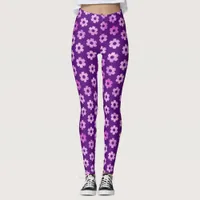 Pretty Purple Flower Pattern Leggings