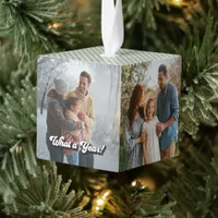 Four Seasons “Year in Review” Retro Family Photo Cube Ornament