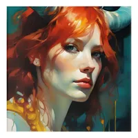 Red Haired Horned Goddess Acrylic Print