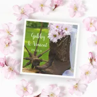 Rustic Pink Daisies Cowboy Boots Western Wedding Napkins