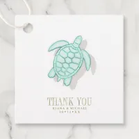 Sea Foam Beach Wedding Turtle ID837 Favor Tags