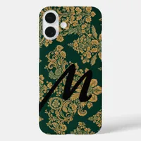 Personalized Letter over green floral iPhone 16 P iPhone 16 Plus Case