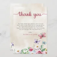 Rustic Colorful Floral Butterflies Baby Shower Thank You Card