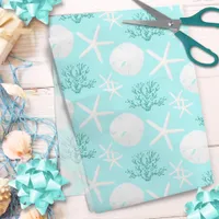 Starfish Sand Dollar Christmas Beach Aqua Blue Tissue Paper