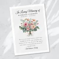 Boho Floral Funeral Memorial Thank You Card