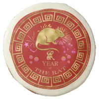 Chinese Zodiac Rat Red/Gold ID542 Sugar Cookie