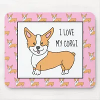 I Love my Corgi, Cartoon Corgis Mouse Pad