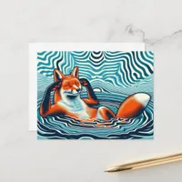 Chill Red Fox in a Pool Postcard