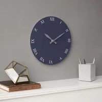 White Roman Numbers Round Clock  Personalize It