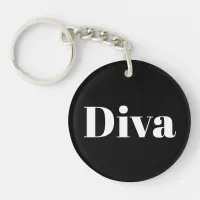 Diva Opera Singer Music Stylish Chic Black White Keychain