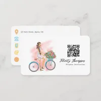 Fashionable Bicycle Girl QR Code Business Card