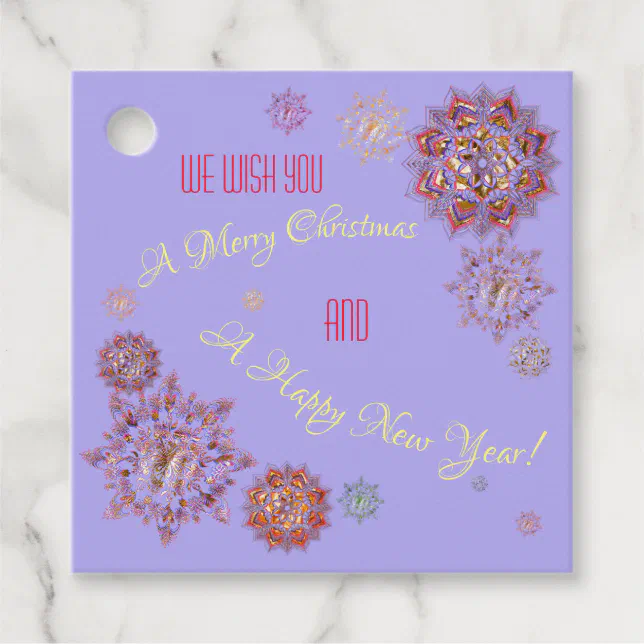 Christmas-new year- colorful and bright snowflakes favor tags