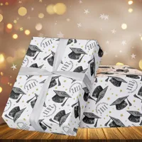 Modern Black and White Graduation Wrapping Paper