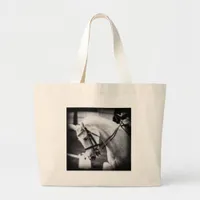 Dressage Horse Black and White Large Tote Bag