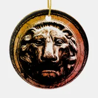 Mythological Ancient Symbol Lion Head Ceramic Ornament