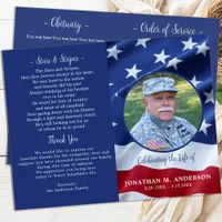 Military USA Flag Veteran Budget Funeral Program