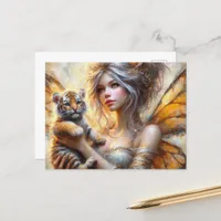 Gorgeous Fairy and a Tiger Cub Postcard