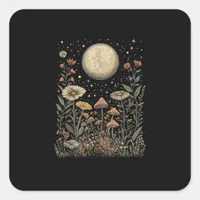 Cottagecore Moon Mushroom Moonphase Goblincore Square Sticker