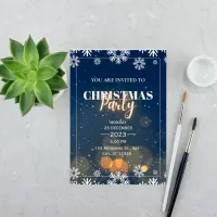 Holiday Foliage with Sparkle Christmas Party Invitation