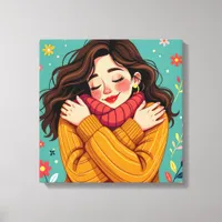 Love Yourself | Girl Hugging Herself Canvas Print