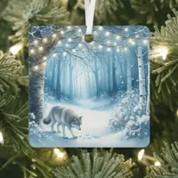 Wolf Magical Enchanted Christmas Forest  Metal Ornament