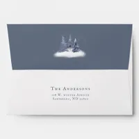 Winter Dusty Blue Woodland Chic Christmas Envelope