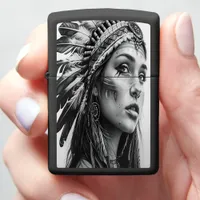 Indian warrior girl in traditional attire zippo lighter