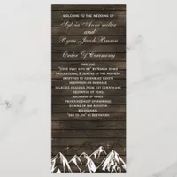 Barn wood Camping Rustic Mountains wedding program