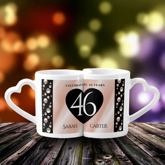 Elegant 46th Pearl Wedding Anniversary Celebration Coffee Mug Set