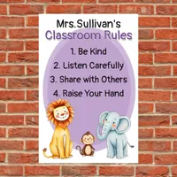 Engaging Classroom Rules with Friendly Animals Poster