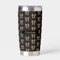 Black leopard bow name insulated tumbler
