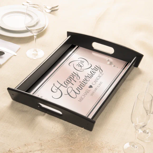 Elegant 30th Pearl Wedding Anniversary Celebration Serving Tray