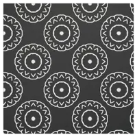 Folk Ethnic Black and White Geometric Pattern Fabric