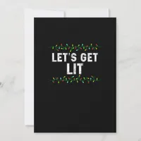 Let's Get Lit Pajamas Funny Cute Lights Christmas  Holiday Card