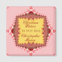 Pink Yellow Red Satin+Lace Wedding Favors Magnet