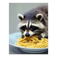 Raccoon Eating Spaghetti  Photo Print