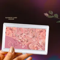 Girly Chic Salmon Pink Flower Business Card Holder