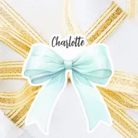 Bow teal name script sticker