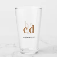 Monogram initials script black gold glass