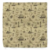 Vintage Nautical Pattern Old Map Background Bandana