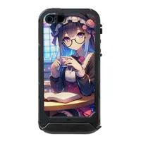 Cute Anime Girl in Glasses Reading Waterproof Case For iPhone SE/5/5s