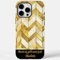 Elegant gold and cream geometric pattern design iPhone 16 pro max case