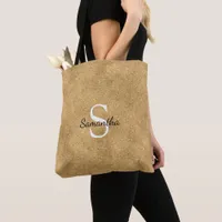 Elegant Gold Glitter Foil Sparkle Monogram Tote Bag