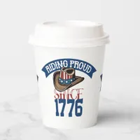 Riding Proud Since 1776 with Stars and Stripes Paper Cups