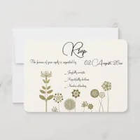 Elegant Timeless Soft Gold Floral Minimalism RSVP Card