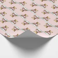 Cute Teddy Bear on a Cloud Pink PJs Wrapping Paper